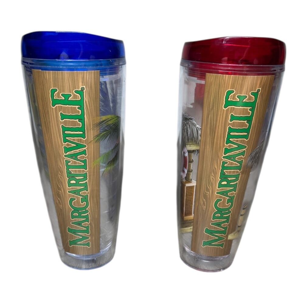 MARGARITAVILLE Jimmy Buffett Set of 2 Insulated Tumbler Cups 26oz